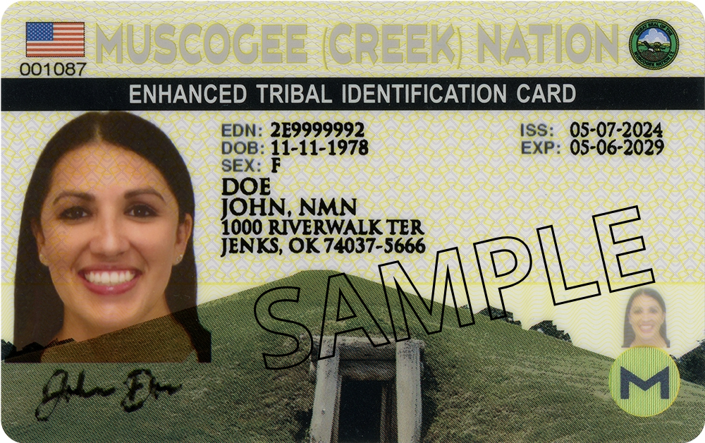 Sample image of a tribal identification card